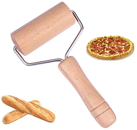BESTONZON, piccolo rullo stendipasta in legno, mattarello a T, per la preparazione di pasta, biscotti, pizza