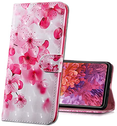MRSTER Nokia 7.2 Handytasche, Leder Schutzhülle Brieftasche Hülle Flip Case 3D Muster Cover mit Kartenfach Magnet Tasche Handyhüllen für Nokia 6.2 / Nokia 7.2. BX 3D - Pink Cherry
