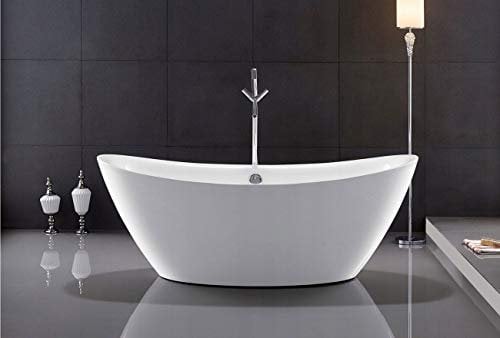 Baignoire autoportante en acrylique avec bonde 160 x 80 cm Blanc