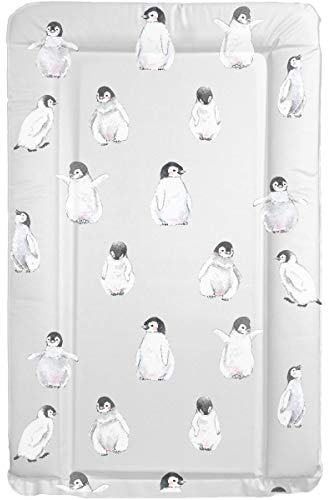 Callowesse Baby Changing Mat 76x45cm. Waterproof, Wipe Clean, Raised Edges, Portable and Foldable – Penguin Party