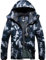 GEMYSE Herren Skijacke Winddichte Winterjacke mit Kapuze Snowboardjacke Wasserdicht Outdoorjacke Gefüttert Funktionsjacke,Blaue Tarnfarbe,2XL