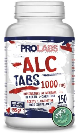 PROLABS – Acetil L Carnitina 150 Compresse (1000 mg), Integratore Alimentare di Acetyl L-Carnitine per Workout, Palestra e Sport ad Alta Intensità 100% Vegan - Supporto Cognitivo, Ossidativo & Energia