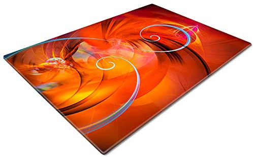 Chopping Boards | Glass Worktop Savers | Worktop Protectors Heat Resistant | Catering Chopping Boards | Chopping Boards Glass | Large Chopping Board | Orange Red Swirl
