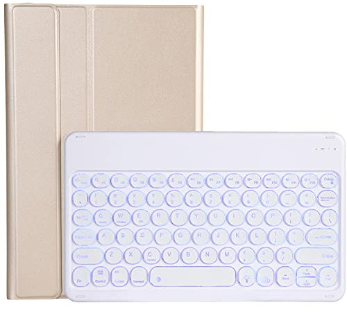 Funda con Teclado ZOMUN para Samsung Galaxy Tab A7 10.4 2020 SM-T500 / T505 / T507, [7 Colores retroiluminados] Teclado inalámbrico Bluetooth, Teclas Redondas, Funda Protectora de Piel sintética