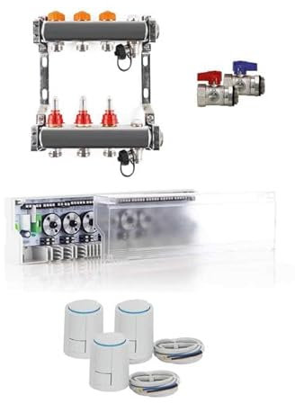 Selfio Heizkreisverteiler Komplettset PREMIUM PLUS für Fußbodenheizung 3 Heizkreise