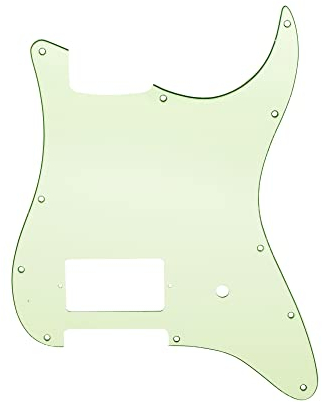 Musiclily Pro 11 Löcher Strat Pickguard 1 Covered Humbucker Gitarren Schlagbrett für Fender USA/Mexico Tom Delonge Strat Style E-Gitarre, 3-lagig Mint Green