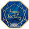 Anniversary House Happy Birthday Paper Dinner Plates, Navy Blue & Gold Geode Birthday, Disposable Paper Party Plates, 23cm (9), Pack of 8, J125
