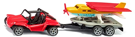 siku 1696, Buggy mit Sportflugzeug, Spielzeug-Set, Metall/Kunststoff, Rot/Gelb, Mit Anhänger, Gummireifen, Einklappbare Flugzeug-Flügel