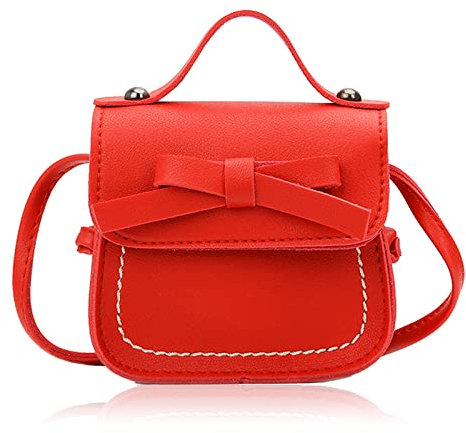 Spldsun Katze CrossBody Messenger Bag, Kinder Mini Münztasche Geldbörse, Kinderhandtasche mit Krawatte, für Kinder von 1-3 Jahren (Rot)