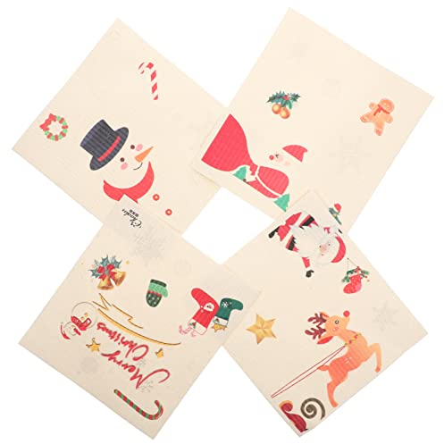 Luxshiny Schaumschwamm 4 Stück Weihnachts-Küchen Lappen Putzlappen Geschirrtuch natürlicher Spülschwamm Geschirrtücher zum Spülen von Geschirr Handtuch Handtücher Küchenutensilien Sanft