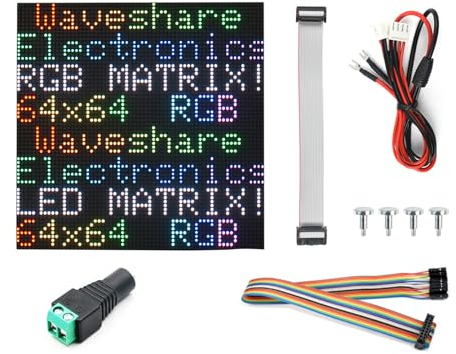 Waveshare RGB Full-Color LED Matrix Panel 2mm Pitch 64x64 Pixels Adjustable Brightness Compatible with Raspberry Pi/Raspberry Pi Pico / ESP32 / Arduino