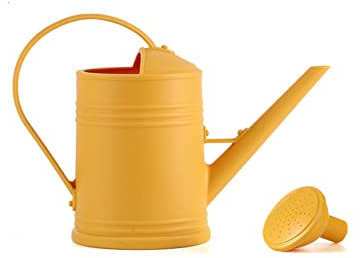 Ailovone Gießkanne mit Brause 2Liter klein Pflanzengießkanne Kunststoff Gießkanne Garten Wasserkanne mit Sprinklerkopf Langer Mund tragbares Gefäß dekorative Gartengeräte (Gelb)