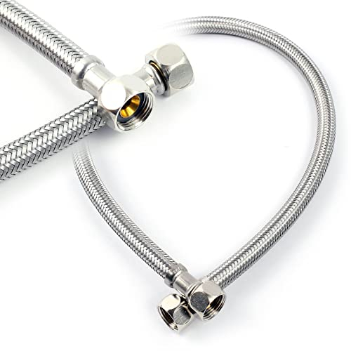 XPOtool Flexschlauch 1000 mm Länge, Innendurchmesser DN8, 2x 3/8 Überwurfmutter (14,95 mm) Panzerschlauch Edelstahl EPDM Sanitär Heizung