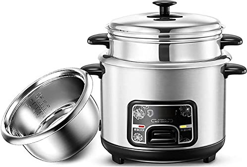 SilteD Olla Arrocera Y Vaporera: Revestimiento De Acero Inoxidable 201, con Función De Calentamiento, Espátula Y Taza Medidora, para 1-7 Personas,3L