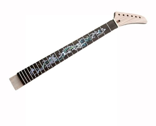 YoungMonic Gitarrenhals für E-Gitarre, 22 Bünde, 62,9 cm, Mahagoni, Palisander, Griffbrett, Drachen-Inlay, Bananenkopf, DIY-Gitarrenhälse