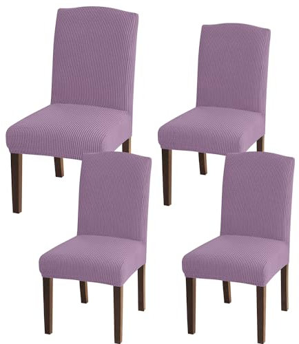 Granbest Coprisedia altamente elasticizzati per sedie da pranzo, universali, in tessuto jacquard, protezioni rimovibili per sedie da pranzo, cucina, ristorante e hotel (set da 4, viola)