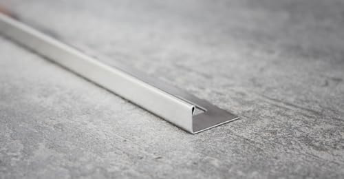 L-Profil 20 x Fliesenschiene Gebürstet Fliesenprofil Edelstahlschiene V2A L250cm Vorteilspack (8mm)