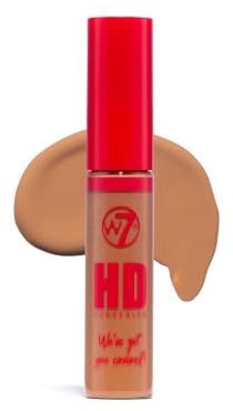 W7 HD Concealer - Rich and Creamy Matte Formula - Medium Lasting & Buildable Coverage (DW9 Dark Warm)