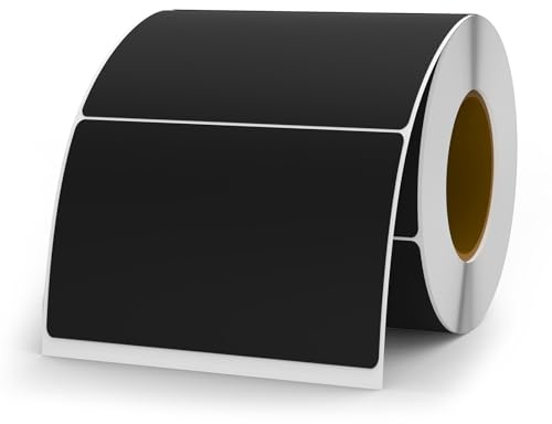 YIKIADA 500 Stück Schwarz Etiketten 50 × 76 mm Selbstklebend Vinyl Klebeetiketten zum Beschriften Wasserfest Aufkleber Rolle für Umzug Tafel Marmelade