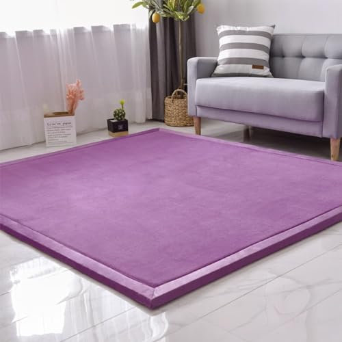 SETHEPACE Verdickung Korallen Samt Teppich, Extra dicker 3CM Kinderteppich,rutschfest, Weich Kinderteppich Spielteppich, Samtmatte Teppich für Kind, Krabbeldecke für Das Kinderzimmer(Violett, 200*250)