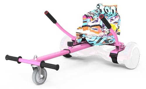 MEGA MOTION Hoverboard Sitz, Hoverboard mit Sitz passend für Aller 6.5-10 Zwei Runden Self Balancing Scooter,Verstellbarer Karting-Halterung, für Erwachsene und Kinder (Hip-Hop-Rosa)