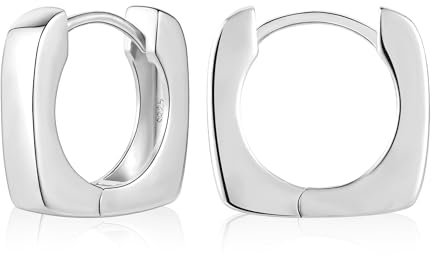 ALEXCRAFT Dicke Ohrringe Silber 925 Creolen Eckig Damen Geschenk für Frauen Freundin Mama Mädchen