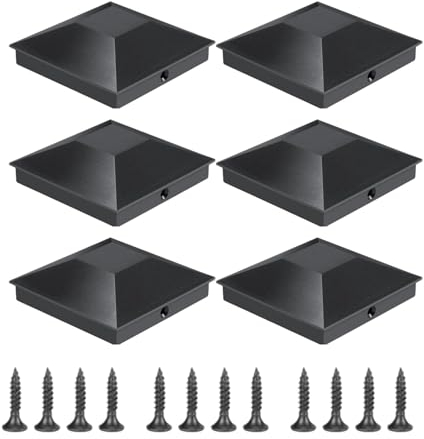 6 Stück Kunststoff Zaunpfosten Kappen 9x9cm Zaun Pfosten Kappen, Deck Pfosten Plastikkappen Mit 12 Schrauben, Wetterfeste Zaunpfostenschutzkappen, Verlängert Die Lebensdauer Ihres Zauns