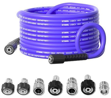 SITIMIMIL Hochdruckreiniger-Schlauch, 1,5 m, knickfester M22 14 mm Hochdruckreiniger-Schlauch auf 3/8 Zoll Schnellverbindungskupplungen zum Ersatz, Schlauch für Hochdruckreiniger, 3600 PSI, 7