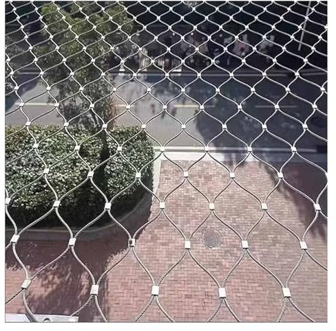 VXHCS 304 Edelstahl-Seilnetz, Sicherheitsnetz für Balkon, 10cm/1,5mm Flexibles Seil-Geländer-Netz, Flexibles, Schlagfestes Sicherheitsnetz (2x2m)