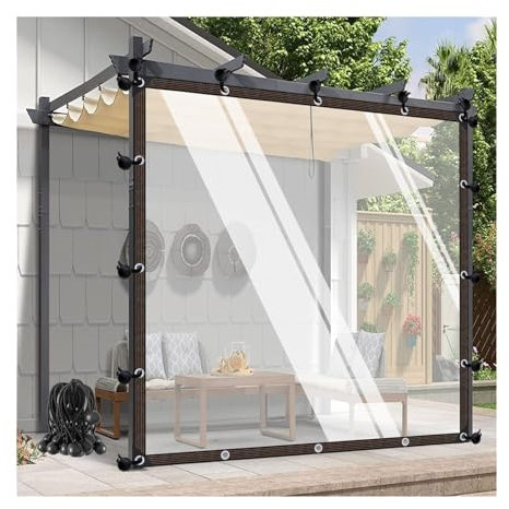 CYTZS Telone in PVC Trasparente con Occhielli Tende per Esterni, Pannelli Laterali in PVC Telone Impermeabile, Tettoie Resistenti, Personalizzabili(2x3m/6.56x9.84ft)