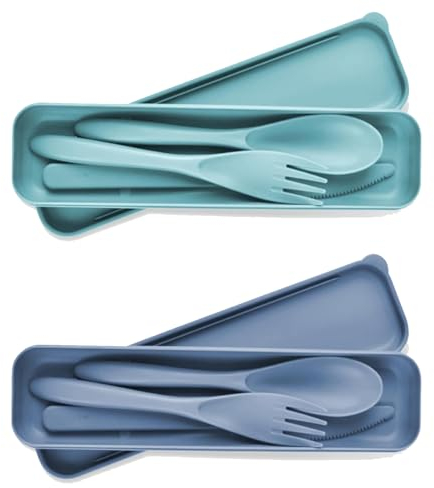 2 Sets Portable Reusable Cutlery Set with Case - Travel-Friendly, Includes Fork, Spoon, Knife, Ideal for Work, School, Picnic, Camping