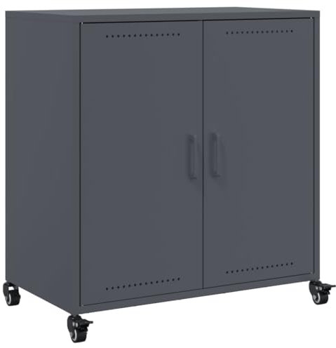 vidaXL Buffet, Armoire avec Porte, Placard avec Rangement, Organisateur de Salle de Séjour Salon Maison Intérieur, Anthracite 68x39x72 cm Acier