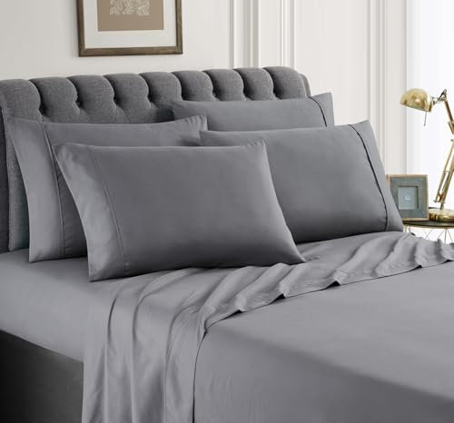 Spirit Linen home Hotel-Bettwäsche-Set in voller Größe – 6-teiliges Bettwäsche-Set aus massiver, ultraweicher Mikrofaser, leicht zu reinigen, Fadenzahl 90, mit Spannbetttuch, Bettlaken und tiefen