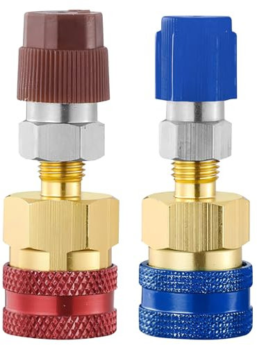 Cosswe R134A Adapter, High and Low Side Extension Adapter R134A Freon Quick Coupling Adapter for Car Air Conditioner