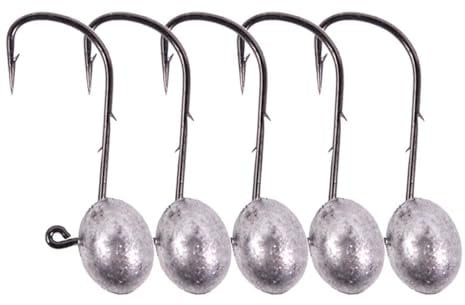 FOLANDO 5PCS Fishing Hooks Kit, jig heads Sharp Hooks for Soft Lure for Bass Trout Fishing for Freshwater Saltwater 1.5g/4#