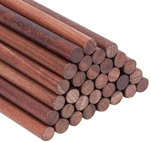 OLYCRAFT 30 tiges de cheville en noyer de 15cm de long, Bâtons en bois de noyer de 5.9mm de diamètre, Non, Blocs de sculpture en bois, Pour la construction de modèles