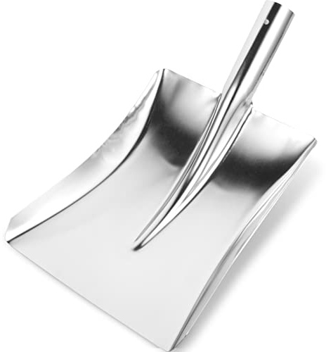 JOCHEN Cabezal de Pala para Nieve de Acero Inoxidable Pala para Quitar Nieve en Invierno Pala para alimento de Aves de Corral Pala para Empujar Nieve Accesorios (Plata)
