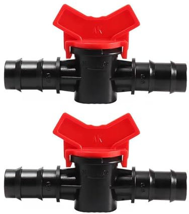 SagaSave Kugelhahn mit Widerhaken, 18 mm, Tropfbewässerung, POM, Weiß, Schwarz