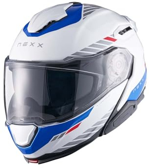 Nexx X.Lifetour Globe Motorradhelm (Weiß/Blau/Rot), XL (61)