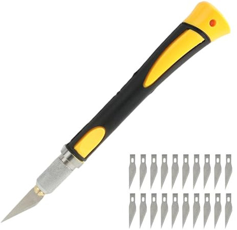 Set Di Coltelli Da Modellismo In Grigio Con Impugnatura Ergonomica In Materiale Softgrip,Inclusi 10 Lame Di Ricambio Di Alta Qualità Con Film Protettivo Contro La Ruggine, Per Tagli E Intagli Precisi