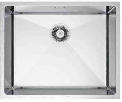 Melanstar Fregadero de acero inoxidable, 54 x 44 cm Fregaderos de un seno 1 lavabo, incluye sifón, Acero inoxidable plateado Kitchen Sink