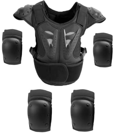 Pegciuho Gilet de pour Enfants, Combinaison de Vélo, Protections Intégrales, Genouillères et Coudières Portables pour La Conduite à, Style A