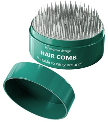Mini Hairbrush Portatile da Viaggio, Verde, Districante | Massaggio Delicato della Cute, Design Paddle Teeth, Abs e Tpr, Leggero e Tascabile per Uso Quotidiano