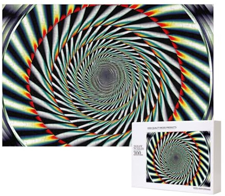 300 Teile Puzzle mit Aufbewahrungsbox, spiralförmige optische Täuschung, gedrucktes Holzpuzzle 40 x 28 cm, für Erwachsene, Kinder, Familie, Spaß, dekoratives Spiel