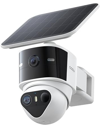 aosu T2 Pro 3K Telecamera WiFi Esterno Senza Fili, 5MP Doppia Camera | 360° PTZ + 170° Grandangolo Senza Ciechi, AI Rilevamento Auto-Tracking di Persone Veicoli Animali, Visione Notturna a Colori