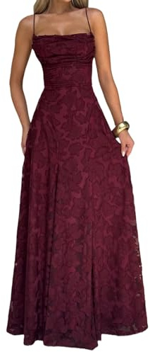 Robe de demoiselle d'honneur en dentelle florale jacquard élégant corset bretelles spaghetti dos nu mousseline robe de bal formelle pour femme