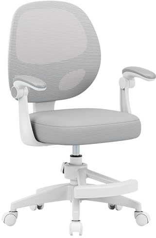 MARK ADLER Junior 3.1 Ergonomischer Schreibtischstuhl Kinder & Jugendstuhl | Mit Fußstütze - Höhenverstellbar - Für gesundes Sitzen - Mitwachsend 90–170 cm - Klappbare Armlehnen 0–90° - Grau