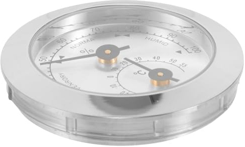 Mini Hygrometer for Violin and Guitar Case Silver Instrument | Humidity 20-100% and 25-55°c Readings, Zinc Alloy Abs Build, Easy Installation for Musicians