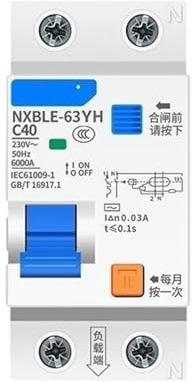 1P N 30mA 50mA 100mA 300mA RCBO 16A 32A 63A NXBLE-63YH différentiel de disjoncteur de courant résiduel(32A,10mA)