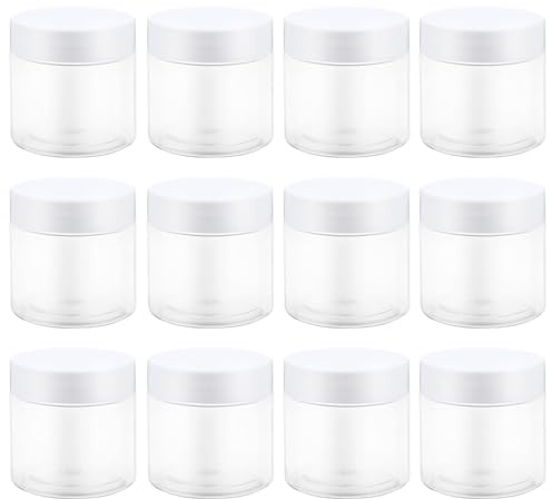 Artibetter Lot de 12 Pots à Crème Rechargeables en Plastique 60ml avec Couvercle, Pots Ronds Vides pour Produits de Soin Personnel